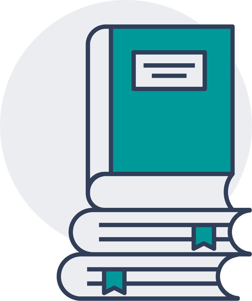 vector icon of three books stacked vertically, symbolizing continuing education stipend