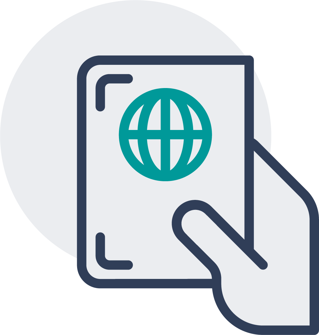 vector icon of a hand holding passport